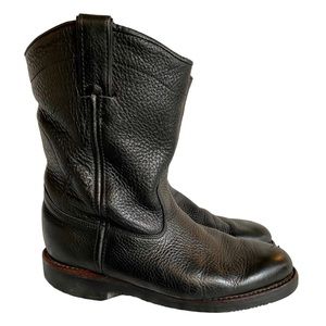 chippewa pull on boots black leather men’s size 8 1/2 B motorcycle ankle boots